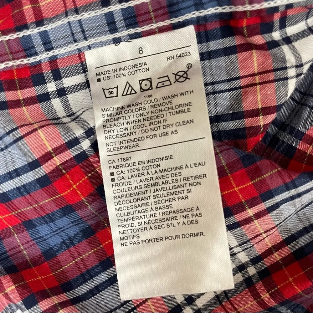 Janie and Jack Maroon Tartan‎ Poplin Button-Up Shirt